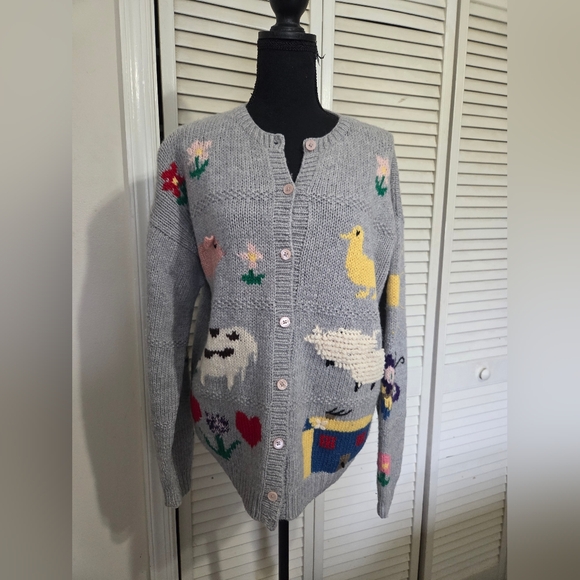 VINTAGE Deans Of Scotland Barnyard Button Up Sweater - Picture 1 of 10